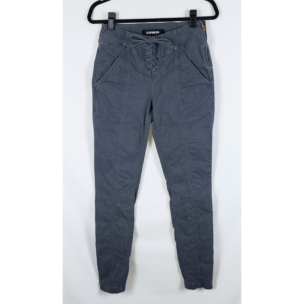 Express Lace-Up Front Utility Pants Womens 4 High-Rise Skinny Grunge Moto